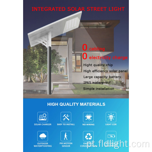 Lâmpada de rua led solar integrada de alto lúmen de 120 watts